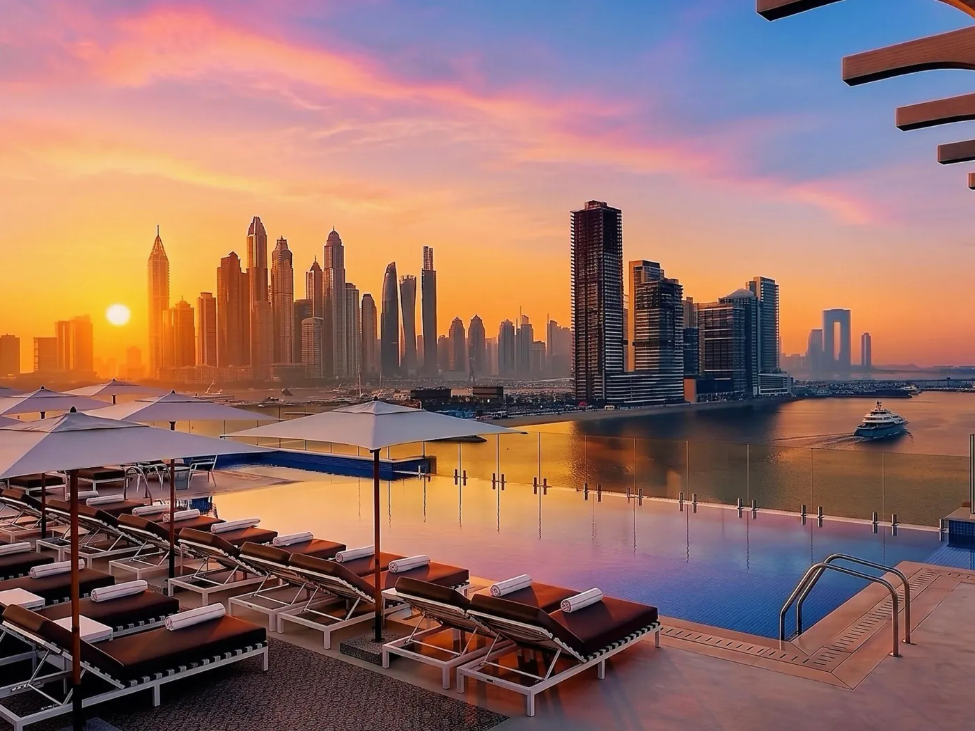 Бассейн на крыше voco Dubai The Palm на закате